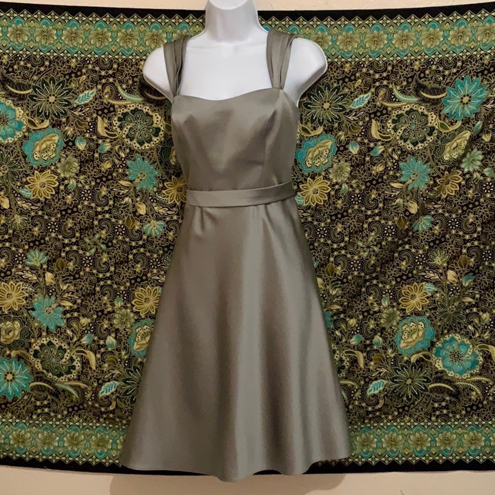 David’s Bridal Grey Satin Dress